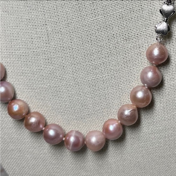 Huge Round 11.7- 12.28mm Edison Natural Purple Pink Pearl 17-18” Strand -New - Picture 6 of 10